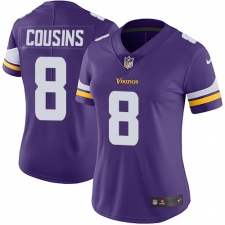 Women's Nike Minnesota Vikings #8 Kirk Cousins Purple Team Color Vapor Untouchable Limited Player NFL Jersey