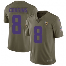 Youth Nike Minnesota Vikings #8 Kirk Cousins Limited Olive 2017 Salute to Service NFL Jersey