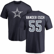 NFL Nike Dallas Cowboys #55 Leighton Vander Esch Navy Blue Name & Number Logo T-Shirt