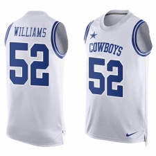 Men's Nike Dallas Cowboys #52 Connor Williams Limited White Player Name & Number Tank Top NFL Jersey