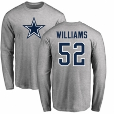 NFL Nike Dallas Cowboys #52 Connor Williams Ash Name & Number Logo Long Sleeve T-Shirt
