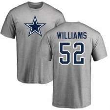 NFL Nike Dallas Cowboys #52 Connor Williams Ash Name & Number Logo T-Shirt