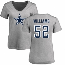 NFL Women's Nike Dallas Cowboys #52 Connor Williams Ash Name & Number Logo Slim Fit T-Shirt