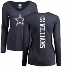 NFL Women's Nike Dallas Cowboys #52 Connor Williams Navy Blue Backer Slim Fit Long Sleeve T-Shirt