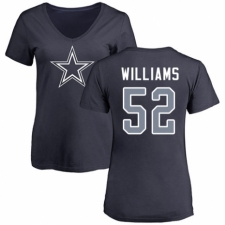 NFL Women's Nike Dallas Cowboys #52 Connor Williams Navy Blue Name & Number Logo Slim Fit T-Shirt
