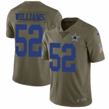 Youth Nike Dallas Cowboys #52 Connor Williams Limited Olive 2017 Salute to Service NFL Jersey