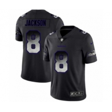 Men Baltimore Ravens #8 Lamar Jackson Black Smoke Fashion Limited Jersey