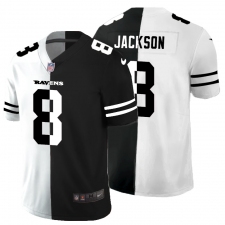 Men's Baltimore Ravens #8 Lamar Jackson Black White Limited Split Fashion Football Jersey