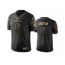 Men's Baltimore Ravens #8 Lamar Jackson Limited Black Golden Edition Football Jersey