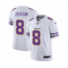 Men's Baltimore Ravens #8 Lamar Jackson White Team Logo Cool Edition Jersey