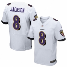 Men's Nike Baltimore Ravens #8 Lamar Jackson Elite White NFL Jersey