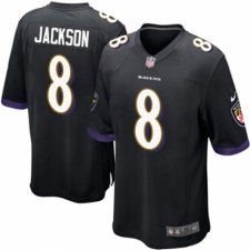 Men's Nike Baltimore Ravens #8 Lamar Jackson Game Black Alternate NFL Jersey