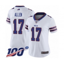 Women's Nike Buffalo Bills #17 Josh Allen White Vapor Untouchable Limited Player 100th Season NFL Jersey