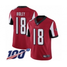 Men's Atlanta Falcons #18 Calvin Ridley Red Team Color Vapor Untouchable Limited Player 100th Season Football Jersey