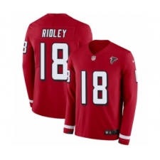Youth Nike Atlanta Falcons #18 Calvin Ridley Limited Red Therma Long Sleeve NFL Jersey