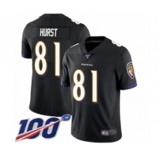 Men's Baltimore Ravens #81 Hayden Hurst Black Alternate Vapor Untouchable Limited Player 100th Season Football Jersey