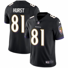 Men's Nike Baltimore Ravens #81 Hayden Hurst Black Alternate Vapor Untouchable Limited Player NFL Jersey