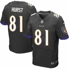 Men's Nike Baltimore Ravens #81 Hayden Hurst Elite Black Alternate NFL Jersey