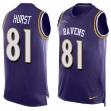 Men's Nike Baltimore Ravens #81 Hayden Hurst Elite Purple Player Name & Number Tank Top NFL Jersey