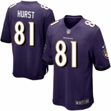 Men's Nike Baltimore Ravens #81 Hayden Hurst Game Purple Team Color NFL Jersey
