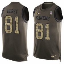 Men's Nike Baltimore Ravens #81 Hayden Hurst Limited Green Salute to Service Tank Top NFL Jersey