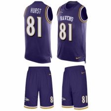 Men's Nike Baltimore Ravens #81 Hayden Hurst Limited Purple Tank Top Suit NFL Jersey