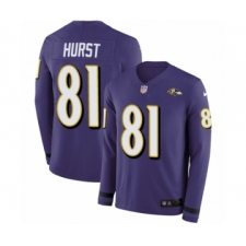 Men's Nike Baltimore Ravens #81 Hayden Hurst Limited Purple Therma Long Sleeve NFL Jersey