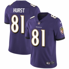Men's Nike Baltimore Ravens #81 Hayden Hurst Purple Team Color Vapor Untouchable Limited Player NFL Jersey