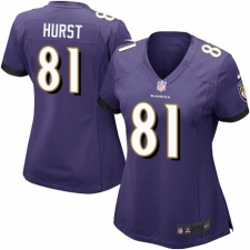 Women's Nike Baltimore Ravens #81 Hayden Hurst Game Purple Team Color NFL Jersey