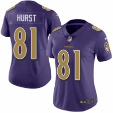 Women's Nike Baltimore Ravens #81 Hayden Hurst Limited Purple Rush Vapor Untouchable NFL Jersey