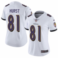 Women's Nike Baltimore Ravens #81 Hayden Hurst White Vapor Untouchable Limited Player NFL Jersey