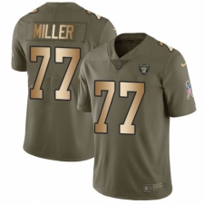 Men's Nike Oakland Raiders #77 Kolton Miller Limited Olive/Gold 2017 Salute to Service NFL Jersey
