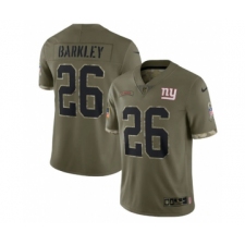 Men's New York Giants #26 Saquon Barkley 2022 Olive Salute To Service Limited Stitched Jersey