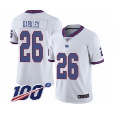 Men's New York Giants #26 Saquon Barkley Limited White Rush Vapor Untouchable 100th Season Football Jersey