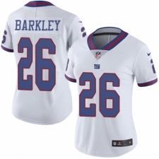 Women's Nike New York Giants #26 Saquon Barkley Limited White Rush Vapor Untouchable NFL Jersey