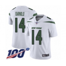 Men's New York Jets #14 Sam Darnold White Vapor Untouchable Limited Player 100th Season Football Jersey