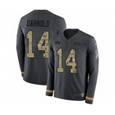 Men's Nike New York Jets #14 Sam Darnold Limited Black Salute to Service Therma Long Sleeve NFL Jersey