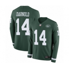 Men's Nike New York Jets #14 Sam Darnold Limited Green Therma Long Sleeve NFL Jersey