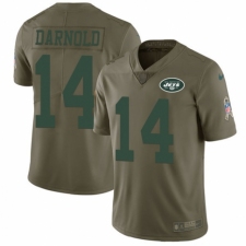 Men's Nike New York Jets #14 Sam Darnold Limited Olive 2017 Salute to Service NFL Jersey