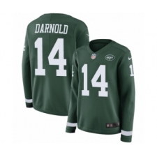 Women's Nike New York Jets #14 Sam Darnold Limited Green Therma Long Sleeve NFL Jersey