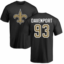 NFL Nike New Orleans Saints #93 Marcus Davenport Black Name & Number Logo T-Shirt