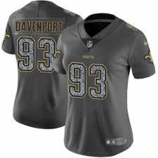 Women's Nike New Orleans Saints #93 Marcus Davenport Limited Black 2016 Salute to Service NFL Jersey