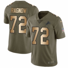 Men's Nike Detroit Lions #72 Frank Ragnow Limited Olive/Gold Salute to Service NFL Jersey