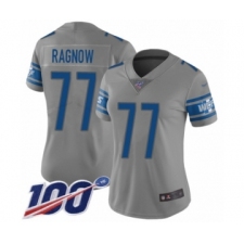 Women's Detroit Lions #77 Frank Ragnow Limited Gray Inverted Legend 100th Season Football Jersey