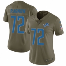 Women's Nike Detroit Lions #72 Frank Ragnow Limited Olive 2017 Salute to Service NFL Jersey