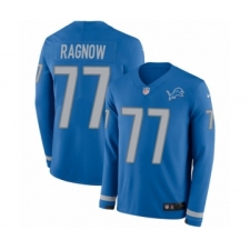 Youth Nike Detroit Lions #77 Frank Ragnow Limited Blue Therma Long Sleeve NFL Jersey
