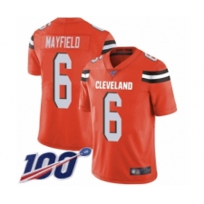 Men's Cleveland Browns #6 Baker Mayfield Orange Alternate 100th Season Vapor Untouchable Limited Player Football Jersey