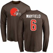 NFL Nike Cleveland Browns #6 Baker Mayfield Brown Name & Number Logo Long Sleeve T-Shirt