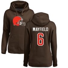 NFL Women's Nike Cleveland Browns #6 Baker Mayfield Brown Name & Number Logo Pullover Hoodie