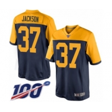 Men's Green Bay Packers #37 Josh Jackson Limited Navy Blue Alternate 100th Season Football Jersey